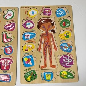 Kids Wooden Anatomy Puzzle - Brown Educational Body Parts Game